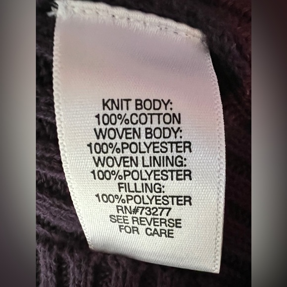 Croft & Barrow Purple Cotton Knitted Puffer Jacket Size Petite Large - Picture 9 of 10